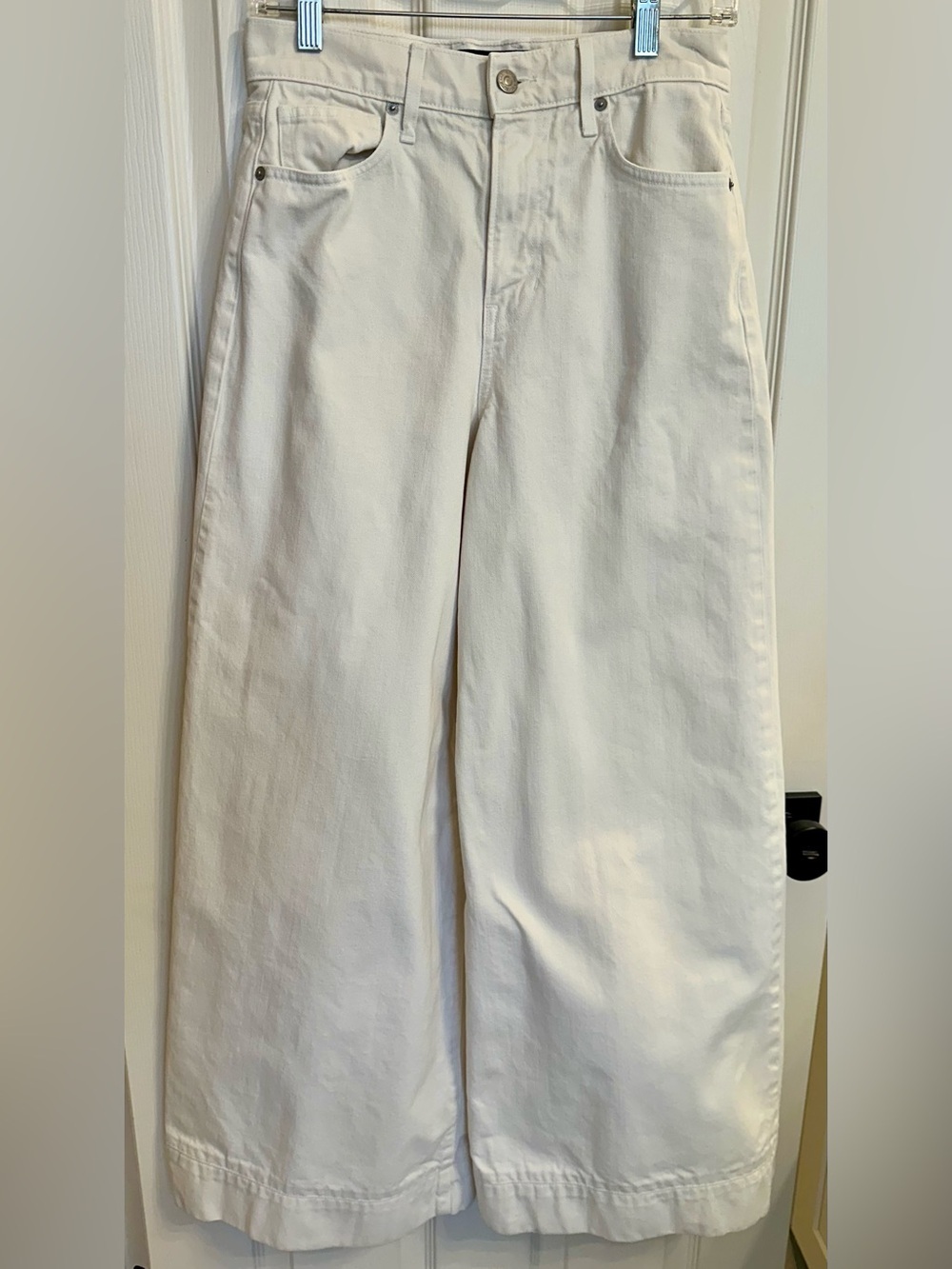 Veronica Beard Haizley Extra Wide Leg Cream Colored Jeans Size 26 - Picture 6 of 10